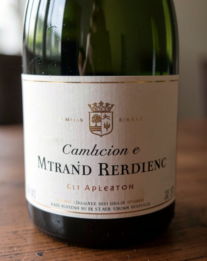 Champagne vineyard rows above a village of slate roofs, wooden crates of grapes at harvest, September light